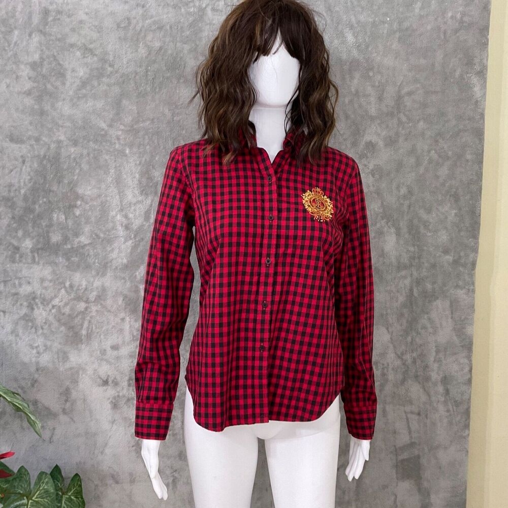 LAUREN RALPH LAUREN Petite Shirt women’s size PM Button up Logo Crest at chest
